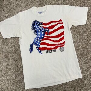 Vintage American‎ Pride Chute 2 Shirt Horse Rodeo Western Size Medium USA 80s